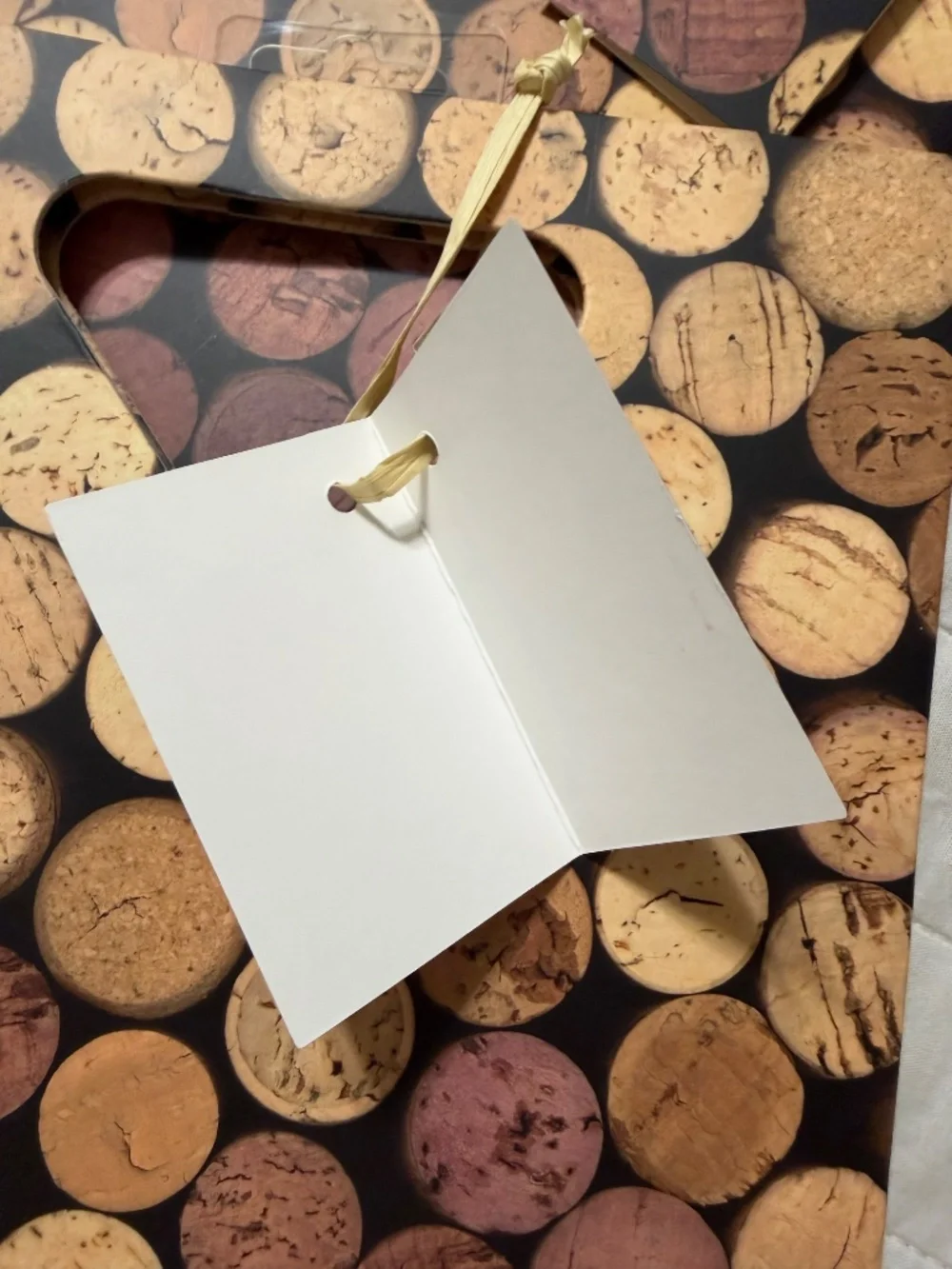 Black Tan Ivory Cork Bottle Print Wine Gift Bag for 2 bottles